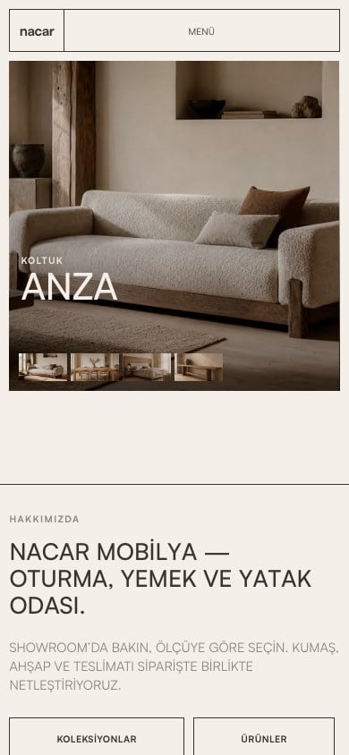 Nacar Mobilya, mobile view