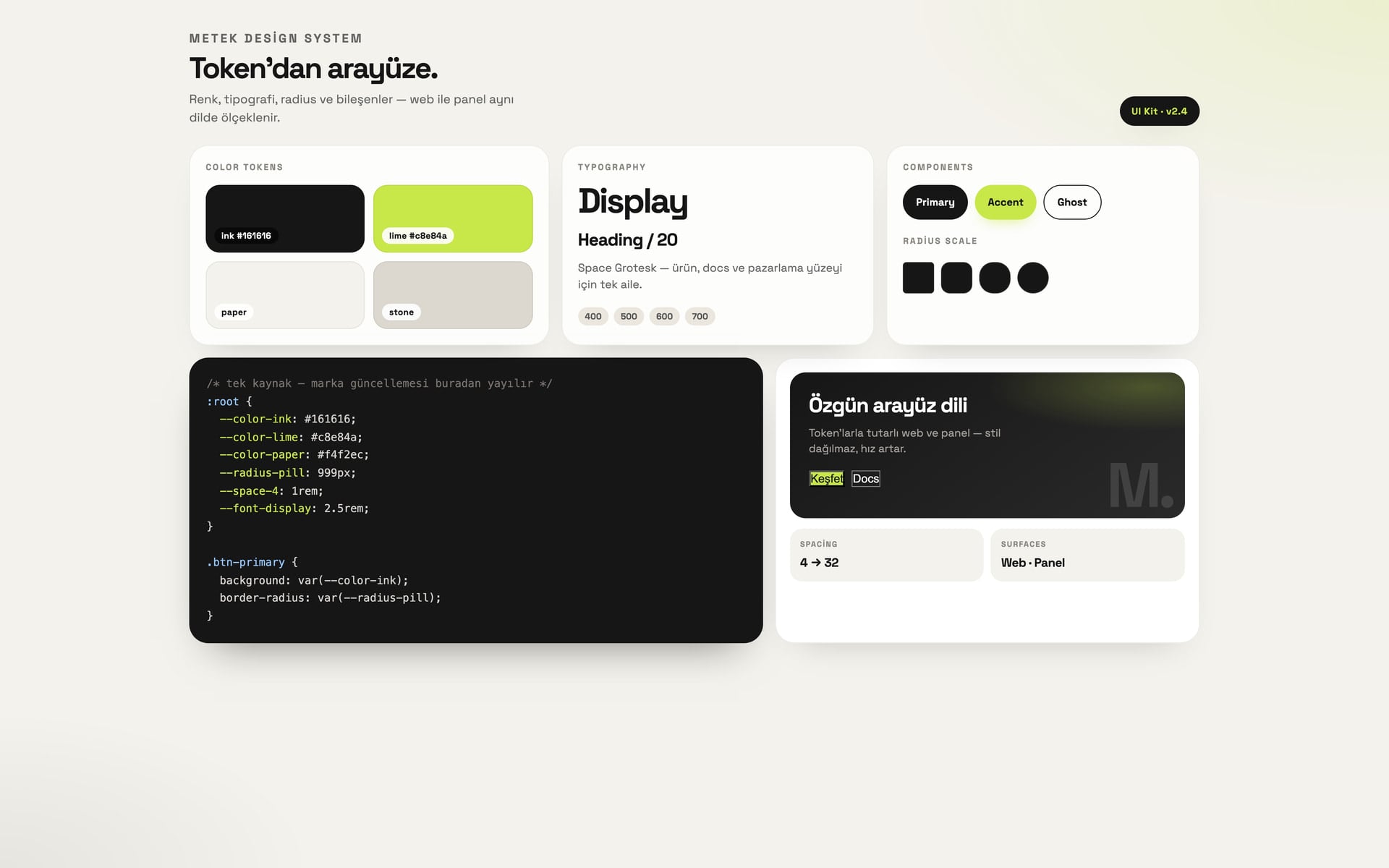 Desktop view of the METEK CSS design system.